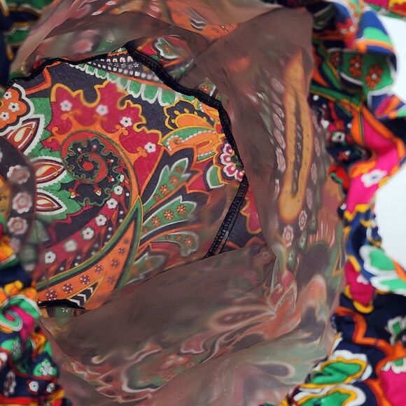 Vera Bradley 2013 Venetian Paisley Green Orange Red Ditty Drawstring Bag - Picture 5 of 9